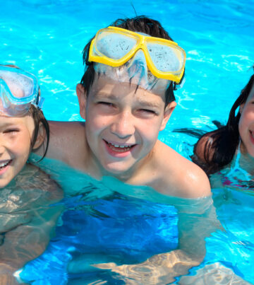 Smiling children in swimming pool